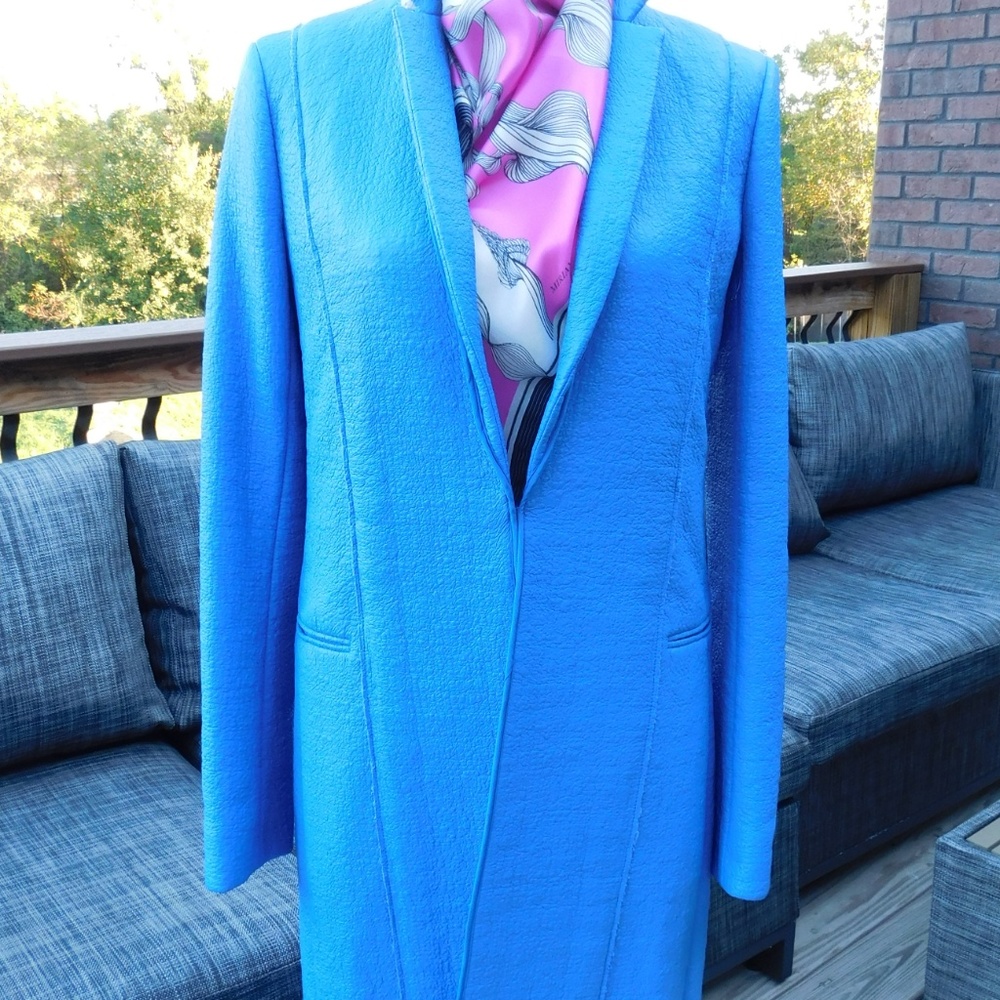 REED KRAKOFF NOTCH-LAPEL Blue LONG COAT Jacket